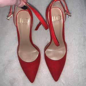 JLO red Gannon pumps